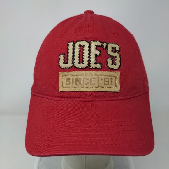 Joe's Since '91 Slideback Hat Red OSFA Adjustable Embroidered Patch 6 Panel - Picture 2 of 9